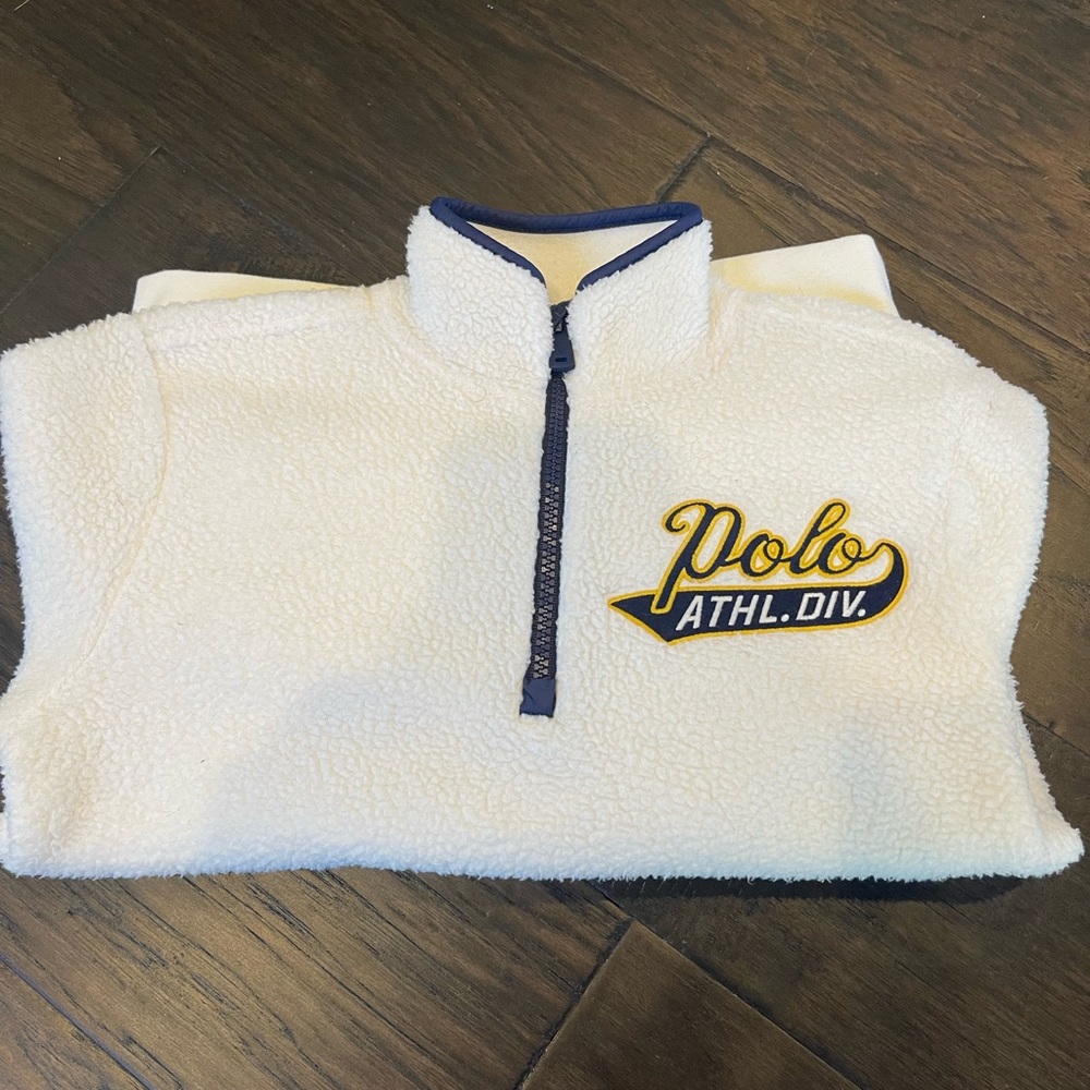 ⭐️Polo Ralph Lauren cream boy’s zip up fleece Age 8